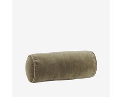 Madam Stoltz - Velvet Bolster Kussen - Groen/Dusty Green - 20x50 cm