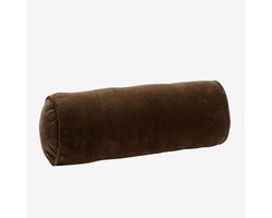 Madam Stoltz - velvet rolkussen donkerbruin – Ø20 x 50 cm