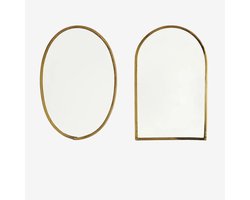 Madam Stoltz - wandspiegels set van 2 – ovaal & boogvorm – antique brass