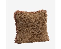 Madam Stoltz Wollen Sierkussenhoes – Oudroze & Baksteenrood – 40x40 cm – Handgeweven