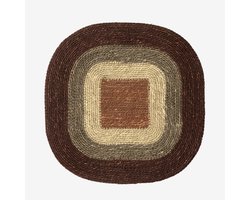 Madam Stoltz - Zeegras Placemats - Vierkant - Warme Aardekleuren - 35 cm