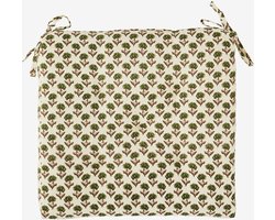 Madam Stoltz - zitkussen 45x45cm - wit met groene bloemetjes - 100% katoen