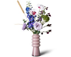 Madame Fleurie Table d'Hôtes Boeket inclusief Vaas – Luxe Zijden bloemen Delphinium, Olijf & Seringen - 12cm x 29,5cm