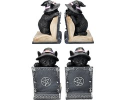 MadDeco - boeksteun - polystone - zwarte kat - heks - fantasy - 28 x 12 x 20.