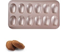 Madeleine bakvorm - 12 gaten zware antiaanbak Madeleine bakvorm - anti-vervorming Madeleine cakevorm - bolvormige sint-jakobsschelp Madeleine bakvorm - verdikte koolstofstalen dessertvorm - geschikt voor het bakken in de oven - 40x22,5x1,3 cm