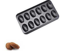 Madeleine bakvorm - 12 gaten zware antiaanbak Madeleine bakvorm - anti-vervorming Madeleine cakevorm - bolvormige sint-jakobsschelp Madeleine bakvorm - verdikte koolstofstalen dessertvorm - geschikt voor het bakken in de oven - 40x22,5x1,3 cm