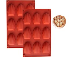 Madeleine bakvormen, siliconen bakvorm voor madeleine (9 holle ruimtes, rood)