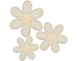 Madeliefjes wanddecoratie - hangend - set van 3 - rotan