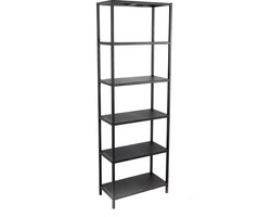 "MADISON" BOEKENKAST 6 PLANKEN IN ZWART METAAL 60X30XH180CM