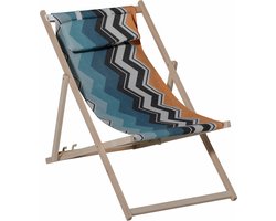 Madison - Houten Strandstoel - Chris Geel - Opvouwbaar - 90x55x87cm - Tuinstoel