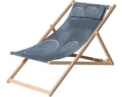 Madison - Houten Strandstoel - Circle Blue - Opvouwbaar - 90x55x87cm - Tuinstoel - Klapstoel - Blauw