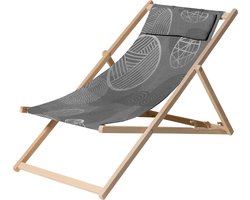Madison - Houten Strandstoel - Circle Grey - Opvouwbaar - 90x55x87cm - Tuinstoel - Klapstoel