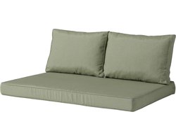 Madison - Loungekussen - Tuinkussen - Palletkussen - Rugkussen - 3-delig - 120 x 80cm - Panama Sage Groen