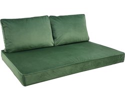 Madison - Loungekussen - Tuinkussen - Palletkussen - Rugkussen - 3-delig - 120 x 80cm - Velvet Groen
