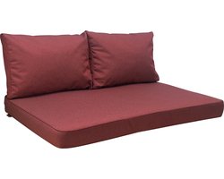 Madison - Loungekussen - Tuinkussen - Palletkussen - Rugkussen - Waterbestendig - 3-delig - 120 x 80cm - Manchester Rood