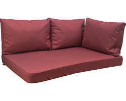 Madison - Loungekussen - Tuinkussen - Palletkussen - Rugkussen - Waterbestendig - 4-delig - 120 x 80cm - Manchester Rood