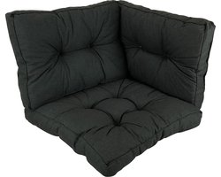 Madison - Loungekussen - Tuinkussen - Zitkussen - Rugkussen - 3-delig - 60 x 60cm - Florance Rib Zwart