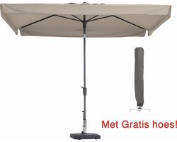 Madison Parasol rechthoek Ecru 300 x 200 cm met beschermhoes | Kantelbare rechthoekige parasol Madison Delos | 100% polyester doek