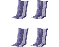 Madison - Tuinkussen - Hoge Rug - 4 st - Denim Stripe Blue - 123x50cm