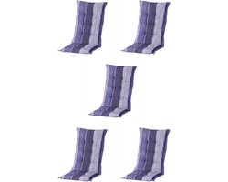 Madison - Tuinkussen - Hoge Rug - 5 st - Denim Stripe Blue - 123x50cm
