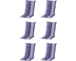 Madison - Tuinkussen - Hoge Rug - 6 st - Denim Stripe Blue - 123x50cm