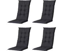 Madison - Tuinkussen - Universeel - Hoge Rug - 4 st. - Basic Black - 123x46cm - Zwart - Tuinstoelkussens - Standenstoel
