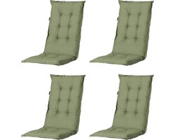 Madison - Tuinkussen - Universeel - Hoge Rug - 4 st. - Basic Green - 120x46cm - Groen - Tuinstoelkussens - Standenstoel