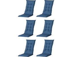 Madison - Tuinkussen - Universeel - Hoge Rug - 6 st. - Outdoor Oxford Blue - 123x50cm - Blauw - Tuinstoelkussens - Standaardstoel