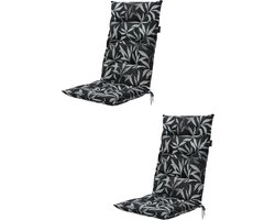 Madison tuinkussens - 2 stuks - Hoge Rug - Fergus Black - 123x50cm - tuinstoelkussens - Zwart - Met Lint - Extra Dik