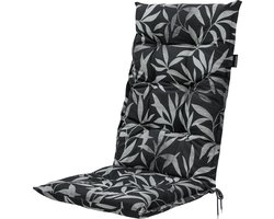 Madison tuinkussens - Hoge Rug- Fergus Black - 123x50cm - tuinstoelkussens - Zwart - Met Lint -Extra Dik