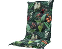 Madison tuinkussens - Hoge Rug- Josie Grey - 123x50cm - tuinstoelkussens - Grijs- Antraciet - Met Lint -Extra Dik