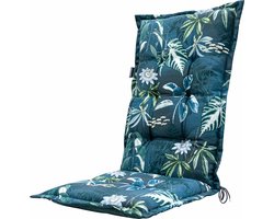 Madison tuinkussens - Hoge Rug- Mauel blue - 123x50cm - tuinstoelkussens - Blauw - Met Lint -Extra Dik