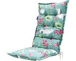 Madison tuinkussens - Hoge Rug- Vieve Green - 123x50cm - tuinstoelkussens - Groen - Met Lint - Extra Dik