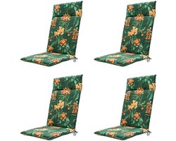Madison - Tuinstoelkussen Hoge Rug Lua green - Ca. 120x50 cm - Set van 4