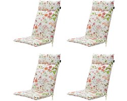Madison - Tuinstoelkussen Hoge Rug Milly natural - Ca. 120x50 cm - Set van 4