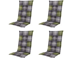 Madison - Tuinstoelkussen Hoge Rug Patchy olive - Ca. 123x50 cm - Set van 4