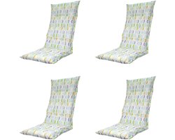 Madison - Tuinstoelkussen Hoge Rug Trivia mint - Ca. 123x50 cm - Set van 4