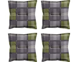 Madison - Zitkussen Patchy olive - Ca. 50x50 cm - Set van 4