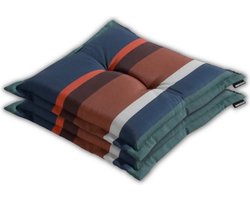 Madison - Zitkussen - Universeel - 2 stk. - 50x50 cm - Stripe Blue - Hocker - Blauw