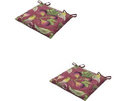 Madison - Zitkussen - Universeel - 2 stuks - 46 x 46 cm -Jasmijn Bordeaux - Tuin - Outdoor