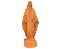 Madonna beeld – Roestig Gietijzer - vintage religieus decoratief figuur van zwaar gietijzer – authentiek antiek geïnspireerd woonaccessoire voor interieur en tuin