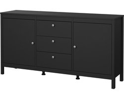 Madrid dressoir 2 deuren 3 laden zwart mat.