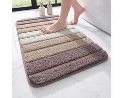 MAESON Badmat 60x90 cm - Antislip & Waterbestendig - Douchemat voor Badkamer - Beige - Wit - Groot - Geschikt voor Douche & Bad