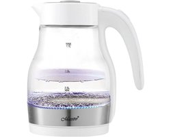 Maestro MR-061-WHITE - Glazen Waterkoker - 1.7 Liter - 2200W - Antikalkfilter - 360° Draaibaar - Wit/Transparant