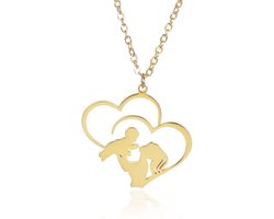 Maevi® Ketting Moeder & Kind - Mommy & Baby - Kleur: Goud - Hoge Kwaliteit - RVS / Roestvrijstaal / Stainless Steel - Verkleurt Niet - Lengte: 45 CM - Cadeau voor Mama / Moeder - Kraamcadeau - Incl. Luxe Verpakking