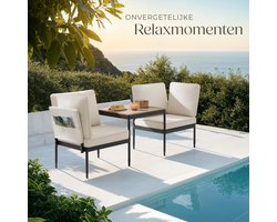Magaluf 5-in-1 Aluminium Tuin Loungeset 2-Persoons 226x68x75 cm – Verstelbare Lounge Sofa, Tuinstoelen & Salontafel Set – Weerbestendig Balkon- en Tuinmeubel met Kussens
