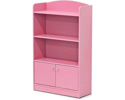 Magazijn/boekenkast met speelgoedkast voor kinderen, hout, roze, 24 x 24 x 97,99 cm