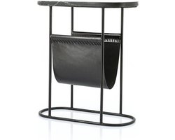 Magazinehouder Echt Leer - Lectuurbak - Magazijnrek - Tijdschriftenhouder - Zwart - 53 cm breed
