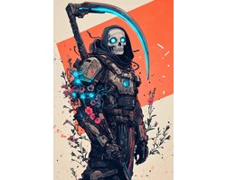 Magere Hein Poster | Robot Poster | Fantasie Poster | Skelet Poster | Angst Poster | Sci-Fi Poster | Gothic Poster | 60x90cm | Wanddecoratie | Muurposter | 5089MT | Geschikt om in te lijsten