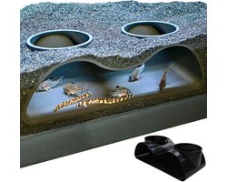 MAGICSHE Aquarium Decoratie Ornamenten - Aquarium Ondergrondse Tunnel Voor Vis En Garnalen - Schuilplaats Vissen Met 2 Ingangen Zwart Dubbelhouder